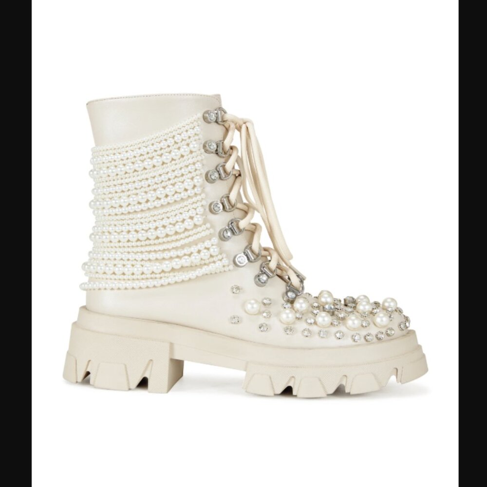TWINKLEY-BONE PEARL COMBAT BOOTIE